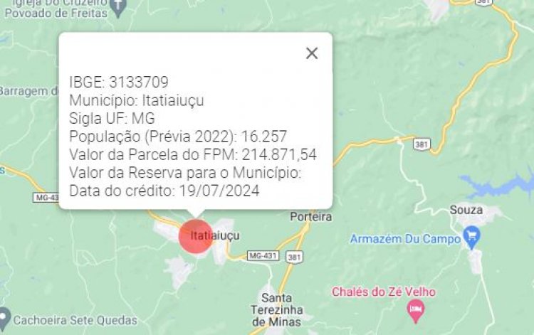 FPM DE JULHO - Itatiaiuçu recebe  parcela de R$ 214 mil