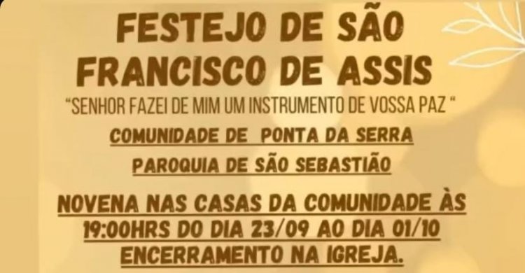 SÃO FRANCISCO DE ASSIS - Ponta da Serra inicia festa hoje